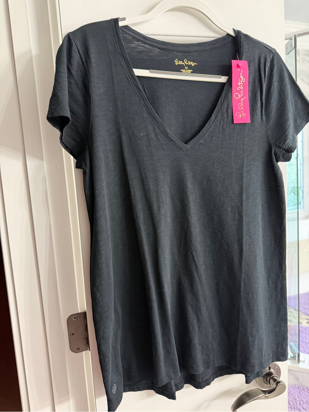 Lilly Pulitzer Black V-Neck Etta Short Sleeve Tee